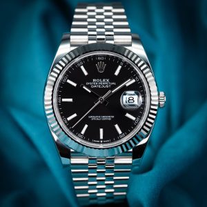 Rolex Datejust Black Stick Dial Fluted Bezel Jubilee 41MM - 126334