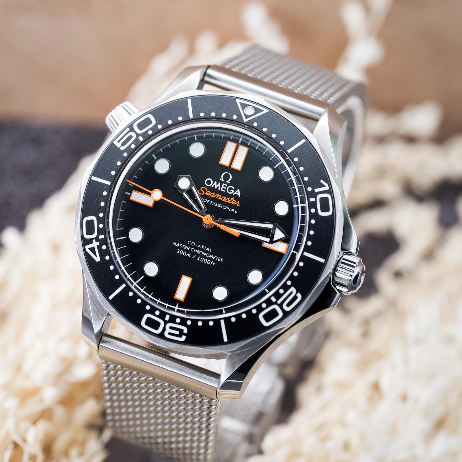 Omega Seamaster Diver 300M Black Dial Orange Hands Mesh Bracelet 42mm - 210.30.42.20.01.018 - Image 6
