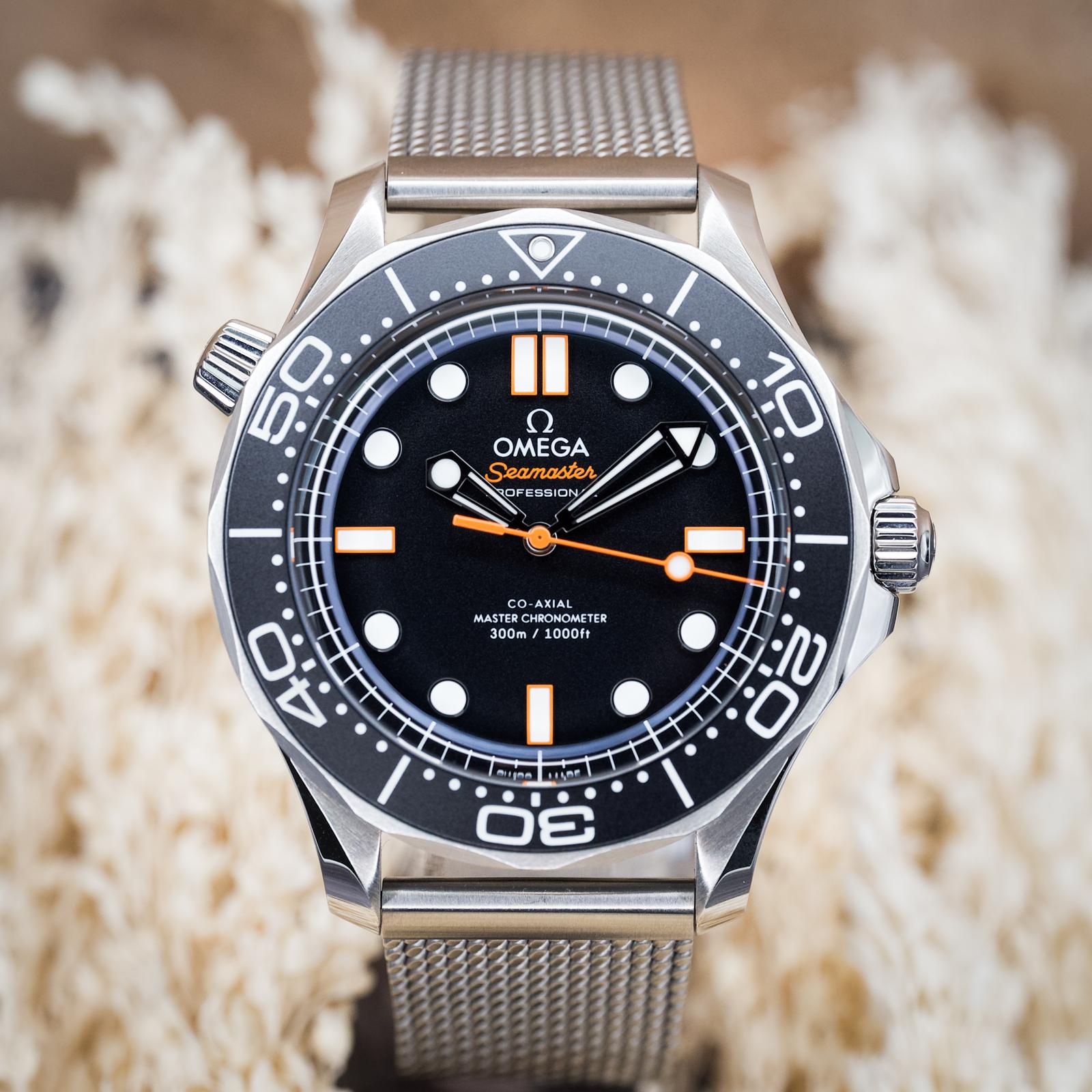 Omega Seamaster Diver 300M Black Dial Orange Hands Mesh Bracelet 42mm - 210.30.42.20.01.018 - Image 3