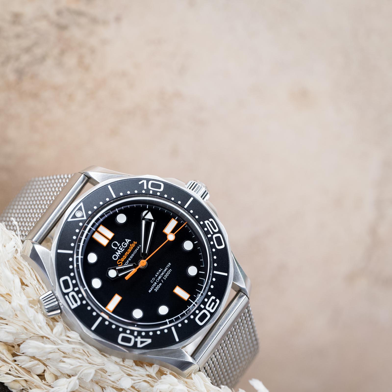 Omega Seamaster Diver 300M Black Dial Orange Hands Mesh Bracelet 42mm - 210.30.42.20.01.018 - Image 10